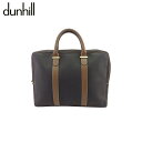 【スプリングセール】【中古】 ダンヒル ビジネスバッグ ブリーフケース ダークブラウン ブラウン ゴールド PVC×レザー dunhill P1043