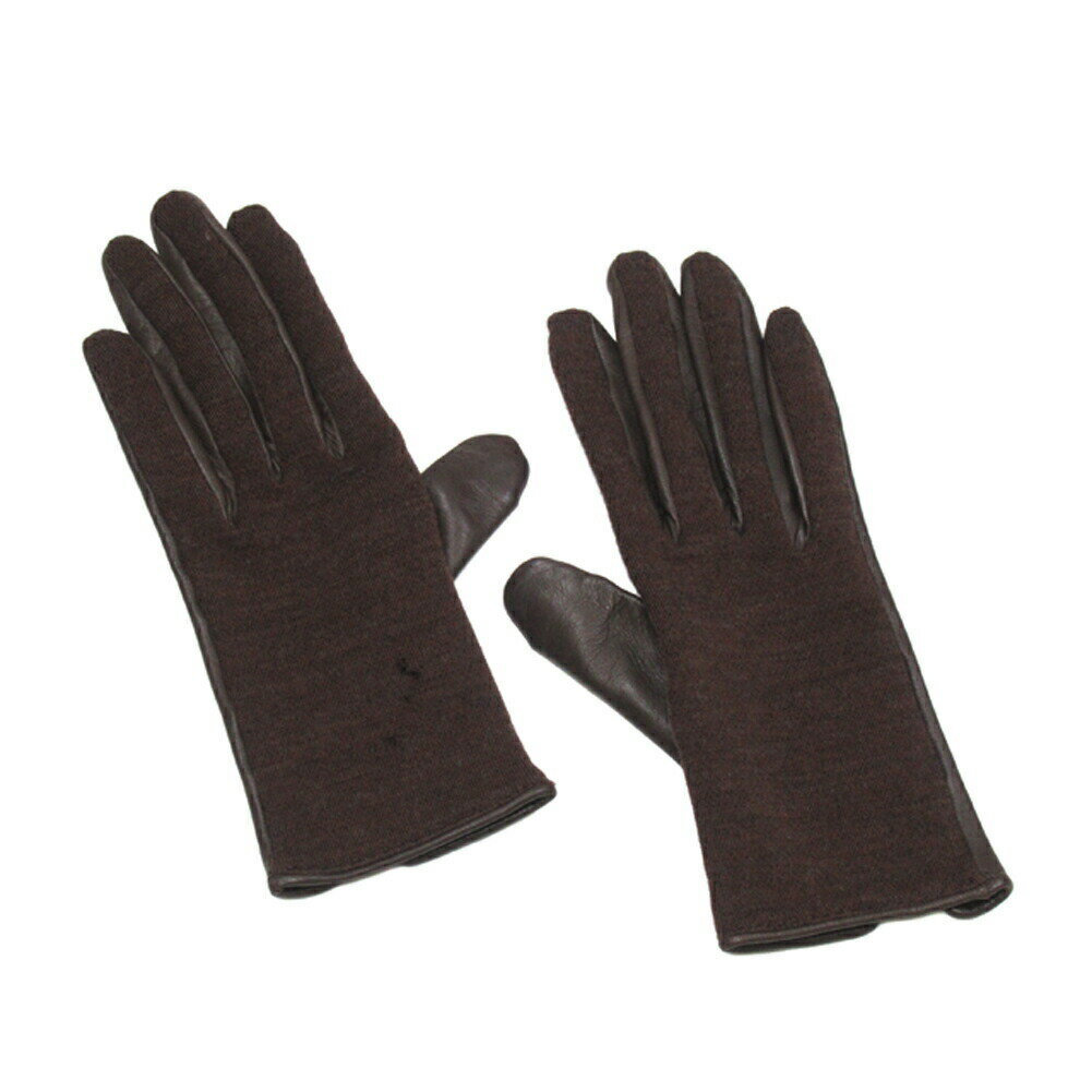 【ブラックフライデー30%OFFクーポン】エルメス HERMES 手袋 異素材コンビ ブラウン レディース 中古 ブランド ハイブランド ヴィンテージ