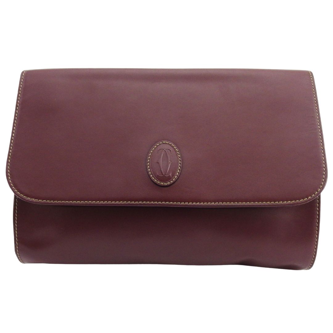 【楽天スーパーSALE★最大50％OFF】カルティエ CARTIER クラッチバッグ マストライン ボルドー レディース 中古 ブランド ハイブランド ヴィンテージ
