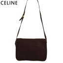 セリーヌ CELINE ショルダーバッグ サークルロゴチャーム 異素材コンビ オールドセリーヌ ブラウン レディース 中古