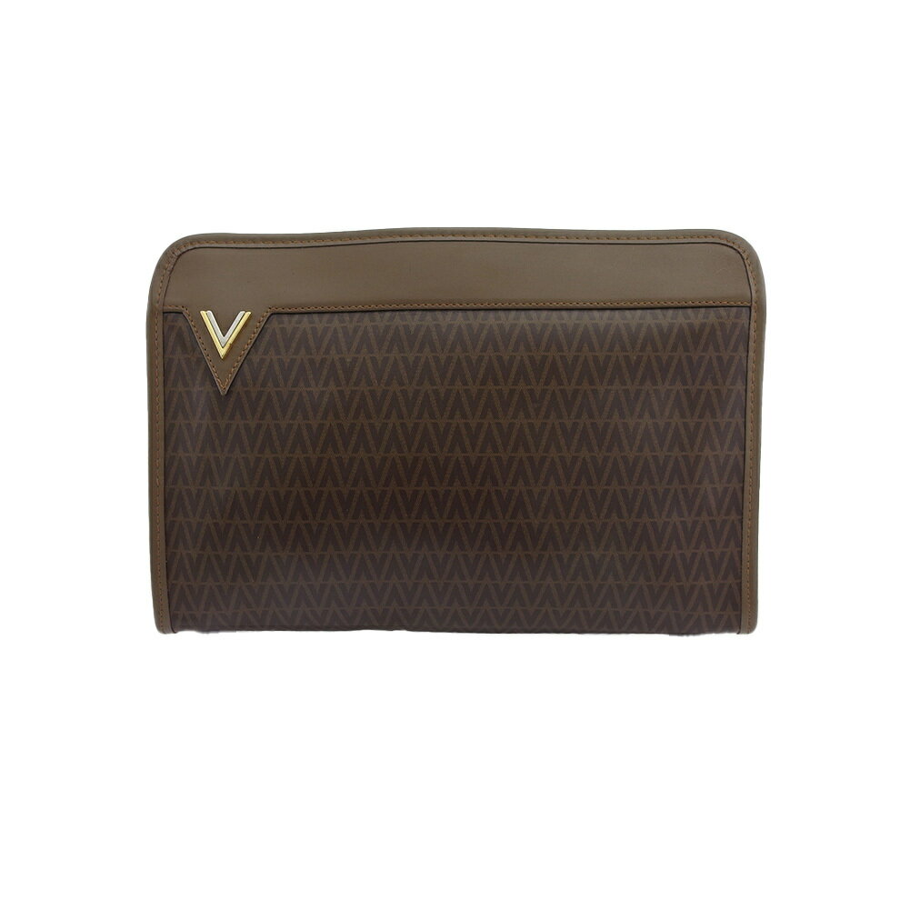 【楽天スーパーSALE★最大50％OFF】マリオ・ヴァレンティノ MARIO VALENTINO クラッチバッグ Vマーク ブラウン レディース 中古 ブランド ハイブランド ヴィンテージ