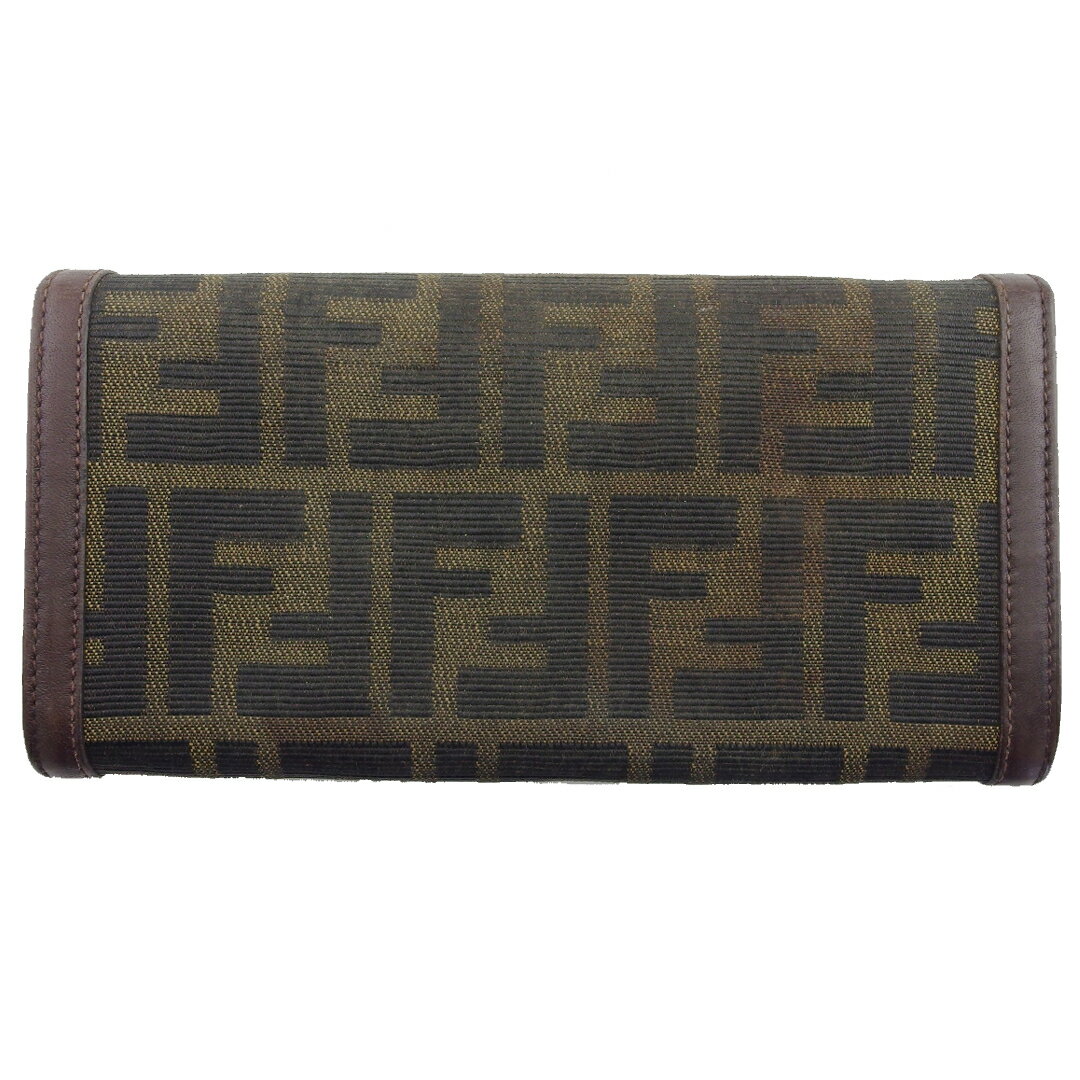 【ブラックフライデー21％OFFクーポン】フェンディ FENDI 長財布 ズッカ ダークブラウン×ベージュ×シルバー レディース 中古 ブランド ハイブランド ヴィンテージ