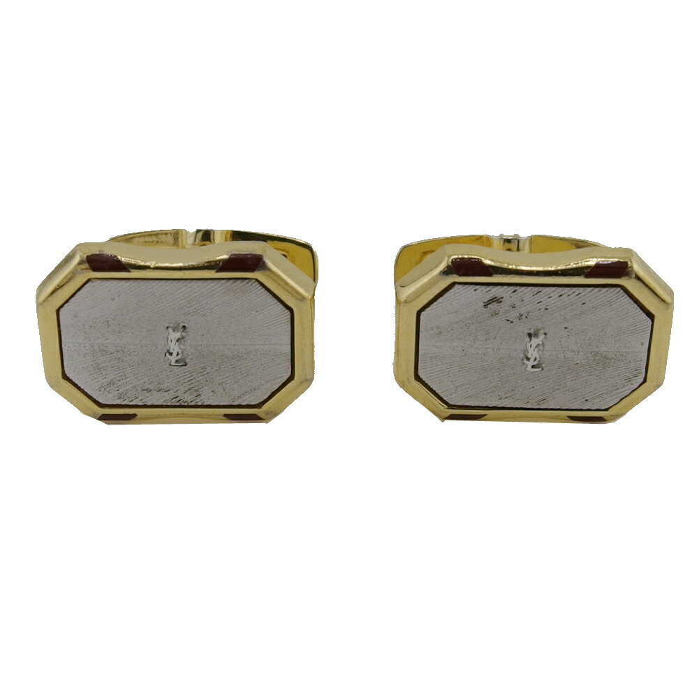 【楽天スーパーSALE★最大50%OFF】サンローラン SAINT LAURENT カフス シルバー×ゴールド×ボルドー レディース 中古 ブランド ハイブラン...
