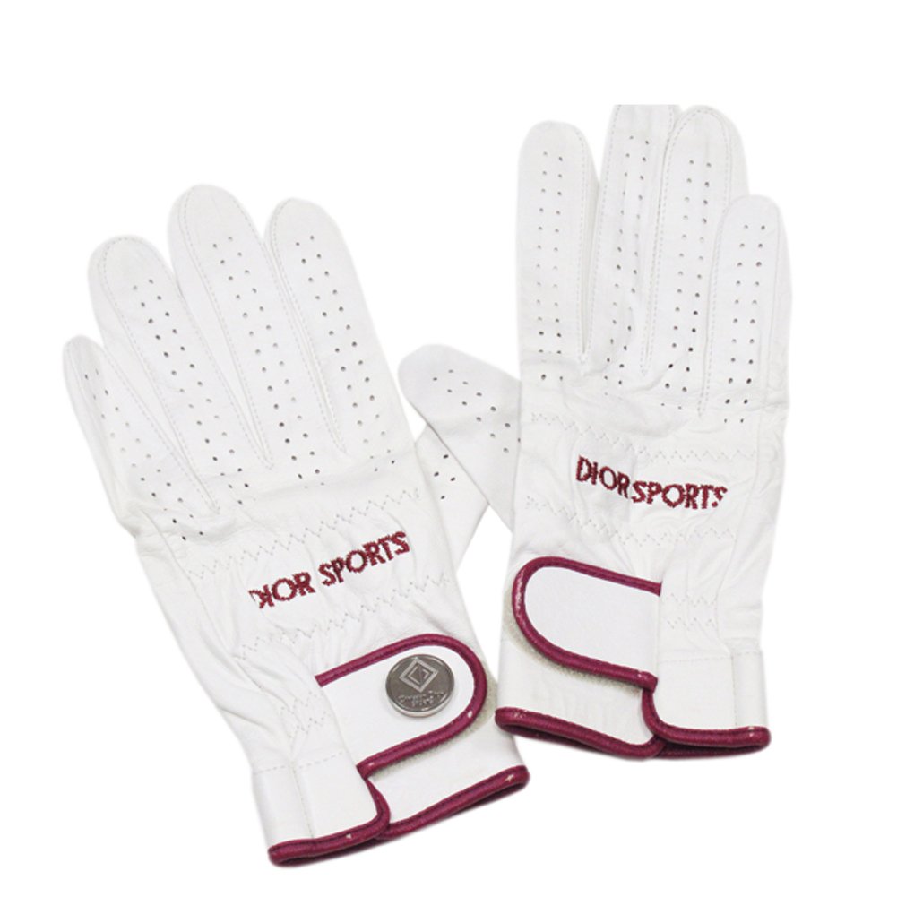 【ブラックフライデー30%OFFクーポン】ディオール Dior 手袋 ゴルフ用 両手 スポーツライン ホワイト 白 パープル レディース 中古 ブランド ハイブ...