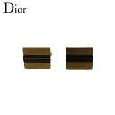 【楽天スーパーSALE★最大50%OFF】ディオール Dior カフス ロゴ スクエア スウィヴル式 ゴールド グレー 灰色 レディース 中古 ブランド ハイブ...