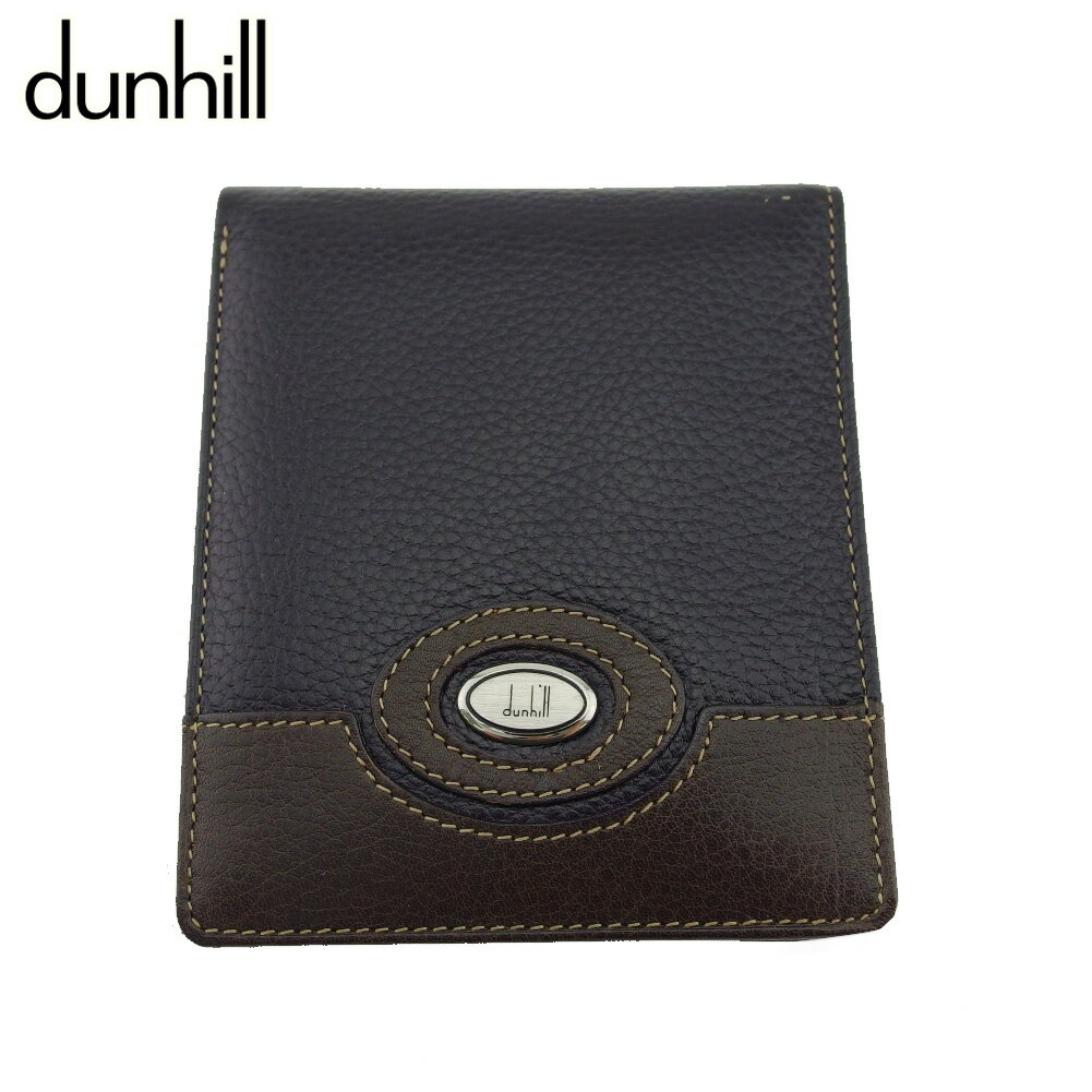 【ブラックフライデー30％OFFクーポン】ダンヒル Dunhill 札入れ ロゴプレート ブラック ブラウン レディース 中古 ブランド ハイブランド ヴィンテージ