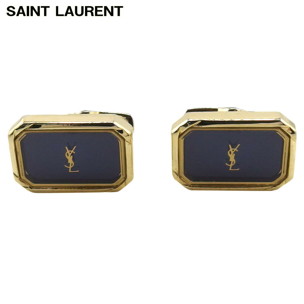 【楽天スーパーSALE★最大50%OFF】サンローラン SAINT LAURENT カフス YSLロゴ スウィヴル式 ゴールド グレー 灰色 レディース 中古 ...