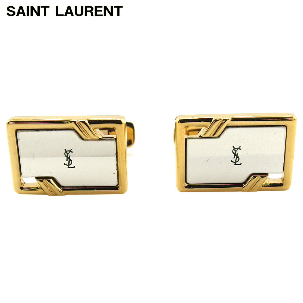 【楽天スーパーSALE★最大50%OFF】サンローラン SAINT LAURENT カフス YSLロゴ スウィヴル式 ゴールド シルバー レディース 中古 ブラ...