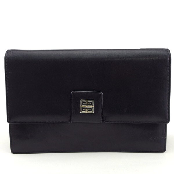 【楽天スーパーSALE★最大50％OFF】ジバンシィ クラッチバッグ ブラック×ゴールド レディース 中古 GIVENCHY ブランド ハイブランド ヴィンテージ
