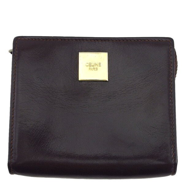 【楽天スーパーSALE★最大50％OFF】セリーヌ コインケース ダークブラウン×ゴールド レディース 中古 CELINE ブランド ハイブランド ヴィンテージ