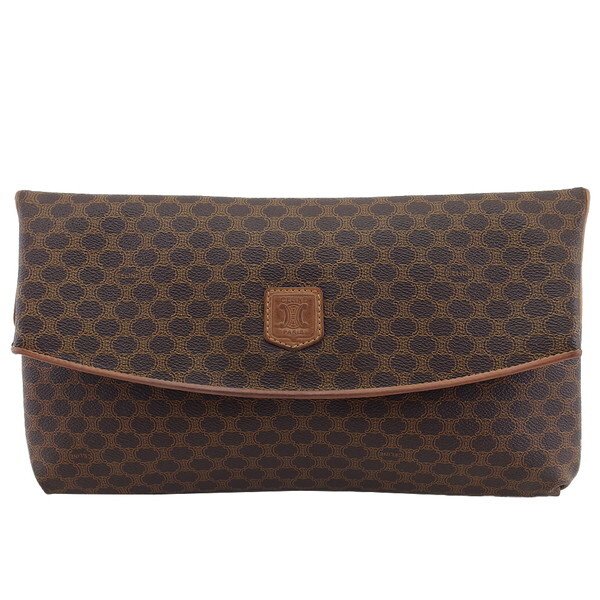 【ブラックフライデー21％OFFクーポン】セリーヌ クラッチバッグ マカダム ダークブラウン×ブラウン レディース 中古 CELINE ブランド ハイブランド ヴィンテージ