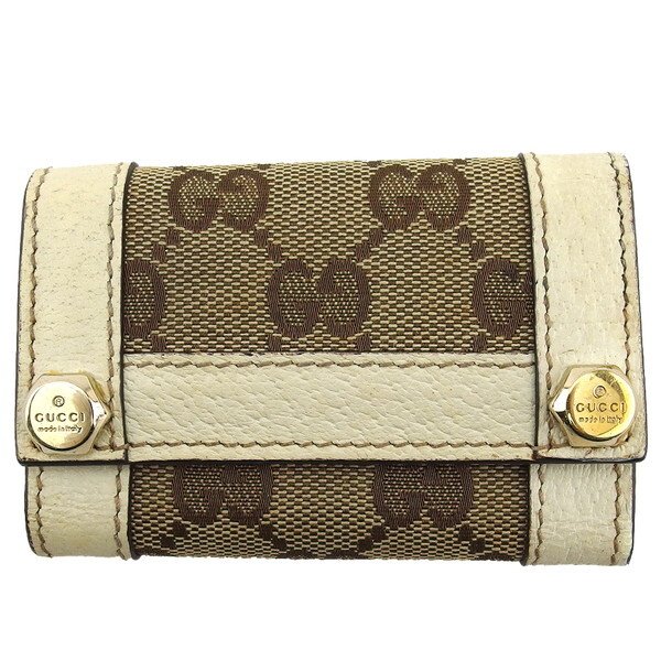 【Fashion Special Fair 30％OFFクーポン】グッチ キーケース GG柄 チャーミー ベージュ×ブラウン×アイボリー×ゴールド レディース 中古 GUCCI ブランド ハイブランド ヴィンテージ