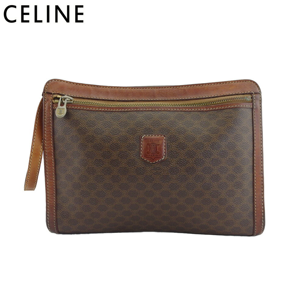 【ブラックフライデー21％OFFクーポン】セリーヌ CELINE クラッチバッグ マカダム ブラウン×ベージュ レディース 中古 ブランド ハイブランド ヴィンテージ
