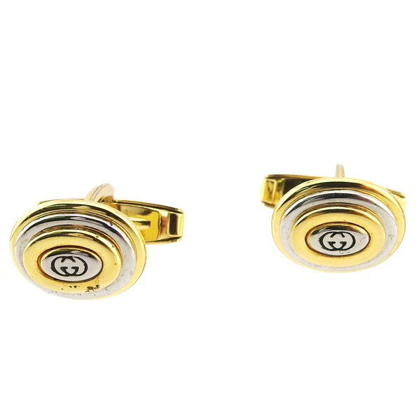 【楽天スーパーSALE★最大50%OFF】グッチ カフス インターロッキングG ダブルG スウィヴル式 ゴールド シルバー レディース 中古 GUCCI ブラン...
