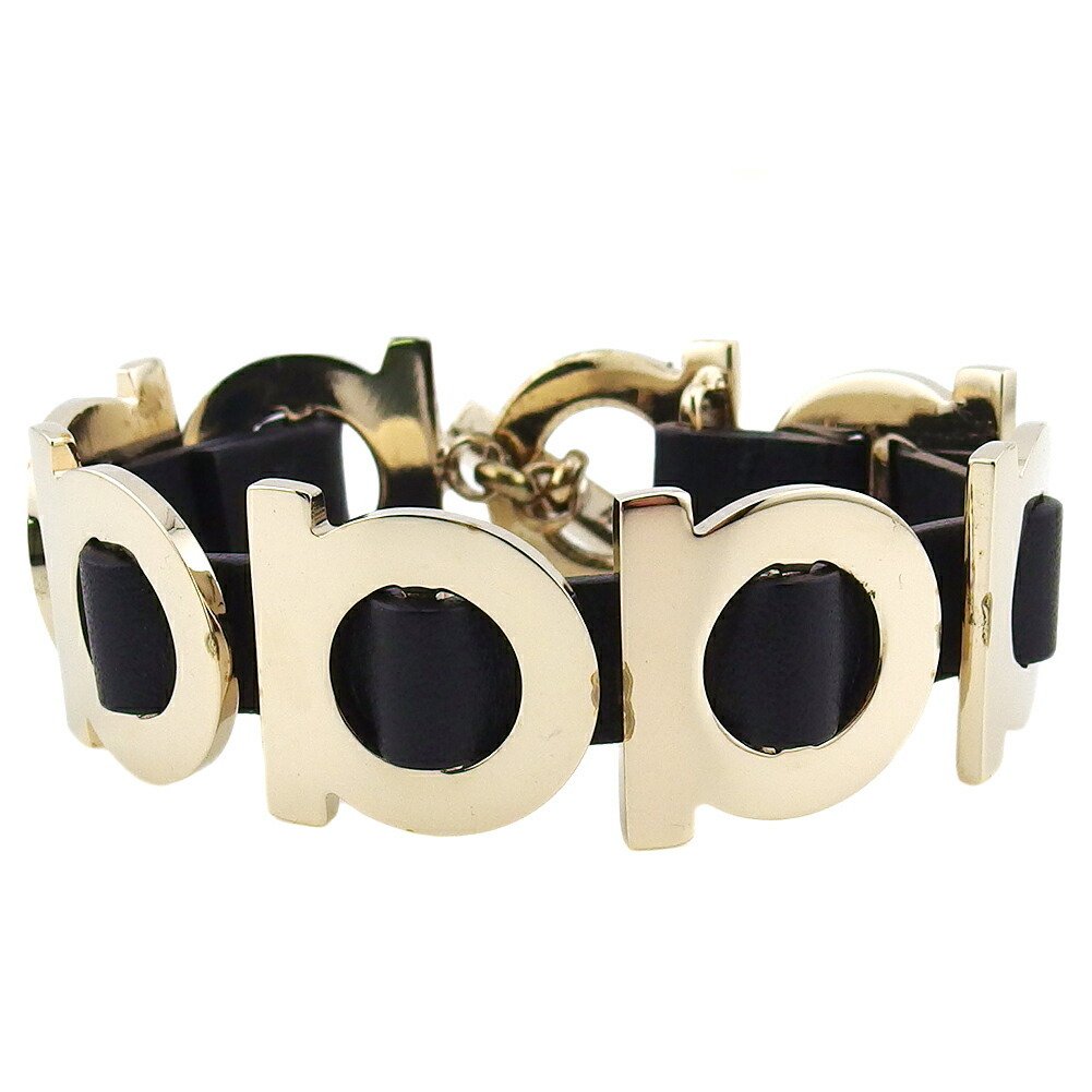 【楽天スーパーSALE★最大50%OFF】サルヴァトーレフェラガモ バングル ガンチーニ ゴールド ブラック レディース 中古 Salvatore Ferrag...