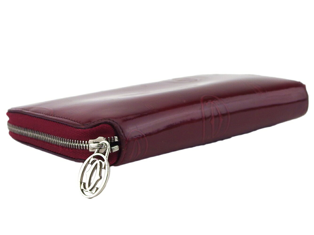 ブランドデポの【ブラックフライデー21％OFFクーポン】カルティエ 長財布 ハッピーバースデー ボルドー×シルバー レディース 中古 CARTIER ブランド ハイブランド ヴィンテージ｜アングル2