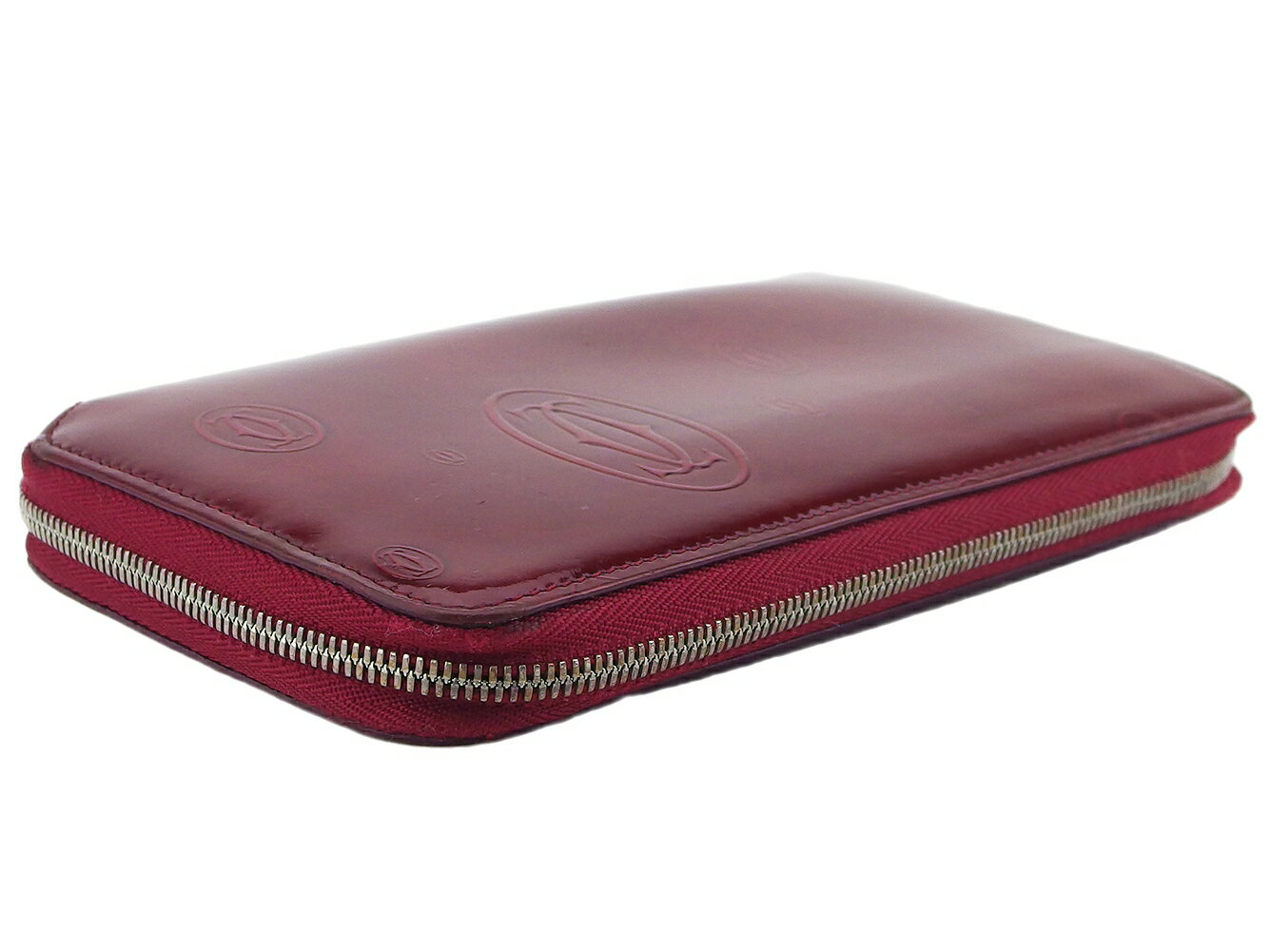 ブランドデポの【ブラックフライデー21％OFFクーポン】カルティエ 長財布 ハッピーバースデー ボルドー×シルバー レディース 中古 CARTIER ブランド ハイブランド ヴィンテージ｜アングル3