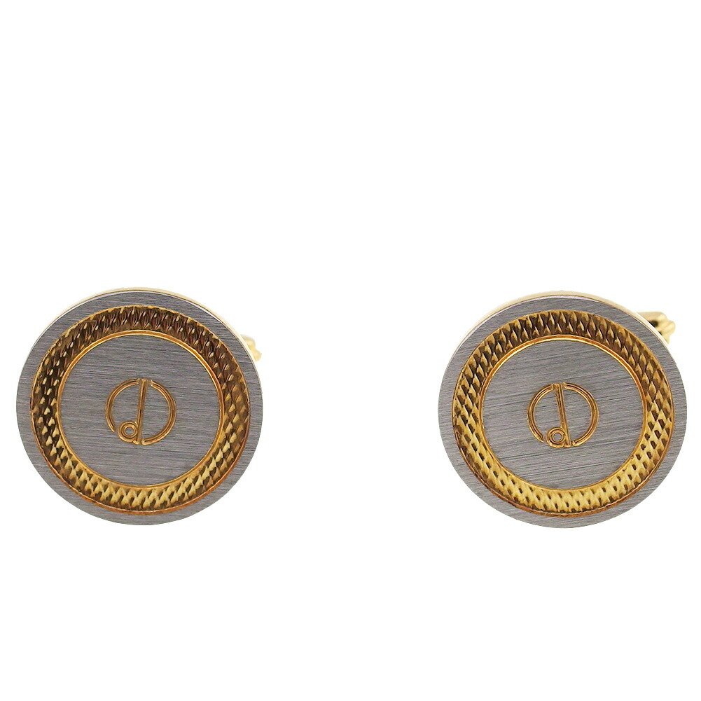 【楽天スーパーSALE★最大50%OFF】ダンヒル カフス dマーク サークル 丸型 スウィヴル式 シルバー ゴールド レディース 中古 Dunhill ブラン...