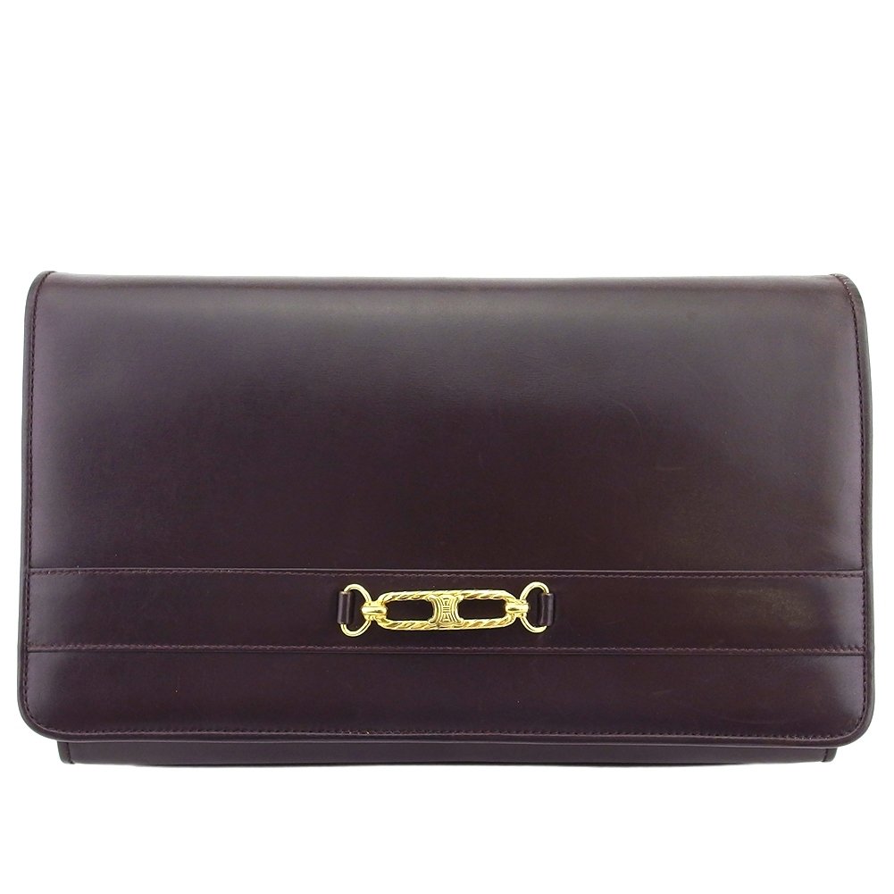 【ブラックフライデー21％OFFクーポン】セリーヌ クラッチバッグ トリオンフ ダークブラウン×ゴールド レディース 中古 CELINE ブランド ハイブランド ヴィンテージ