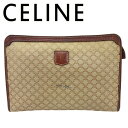 セリーヌ CELINE クラッチバッグ マカダム オールドセリーヌ ベージュ ブラウン レディース 中古