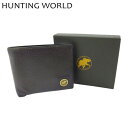 ハンティングワールド HUNTING WORLD 二つ折り財布 ダークブラウン×ゴールド メンズ 中古