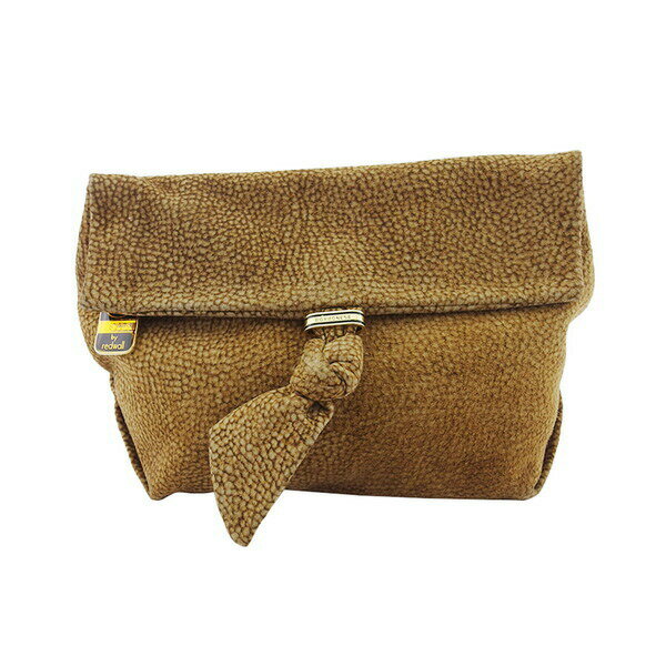 【ブラックフライデー21％OFFクーポン】ボルボネーゼ クラッチバッグ うずら柄 ベージュ×ブラウン レディース 中古 BORBONESE ブランド ハイブランド ヴィンテージ