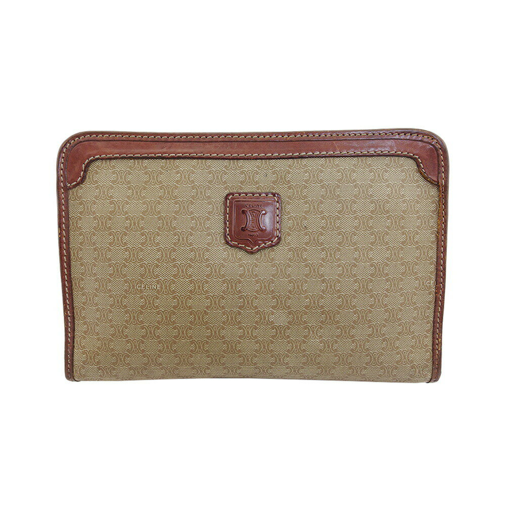 【ブラックフライデー21％OFFクーポン】セリーヌ クラッチバッグ マカダム ベージュ×ブラウン レディース 中古 CELINE ブランド ハイブランド ヴィンテージ