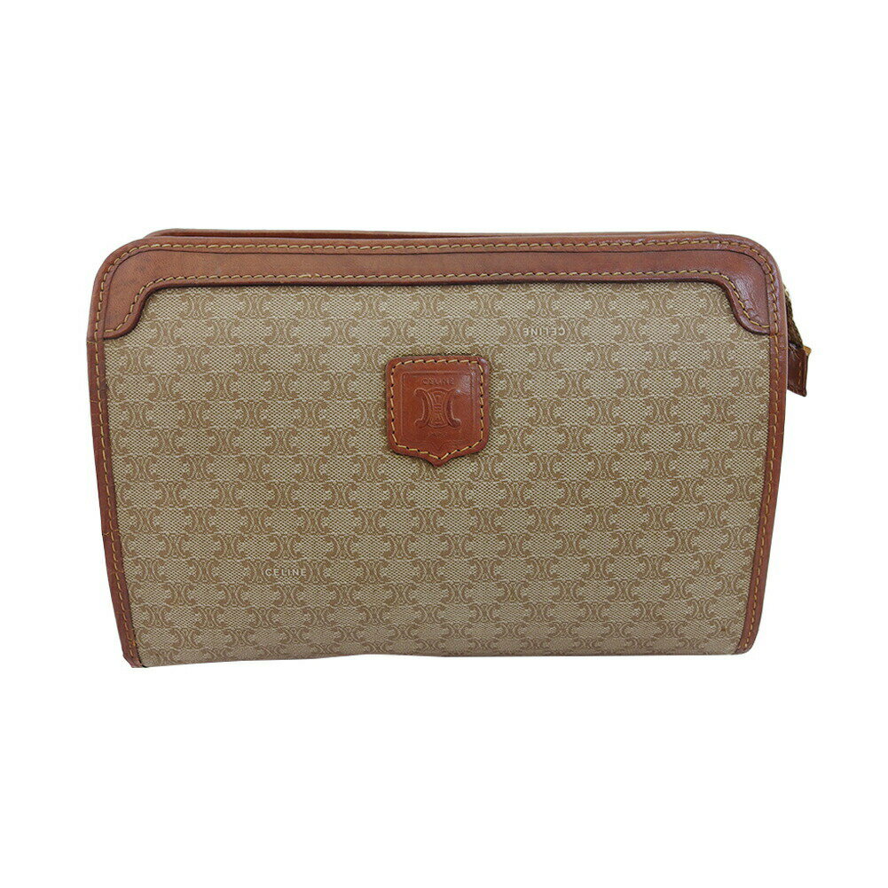 【ブラックフライデー21％OFFクーポン】セリーヌ クラッチバッグ マカダム ベージュ×ブラウン レディース 中古 CELINE ブランド ハイブランド ヴィンテージ