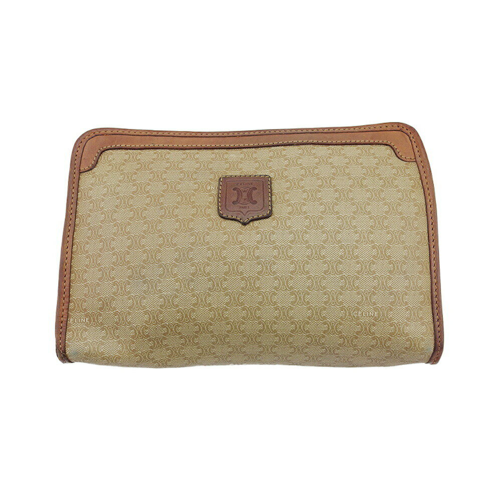 【ブラックフライデー21％OFFクーポン】セリーヌ クラッチバッグ マカダム オールドセリーヌ ベージュ ブラウン レディース 中古 CELINE ブランド ハイブランド ヴィンテージ