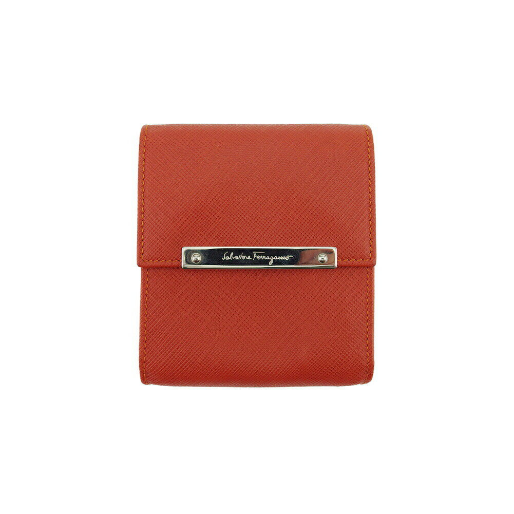 【楽天スーパーSALE★最大50%OFF】サルヴァトーレフェラガモ シガレットケース オレンジ シルバー レディース 中古 Salvatore Ferragam...