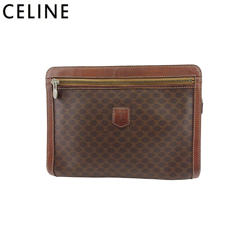【ブラックフライデー21％OFFクーポン】セリーヌ CELINE クラッチバッグ マカダム ブラウン ベージュ メンズ 中古 ブランド ハイブランド ヴィンテージ