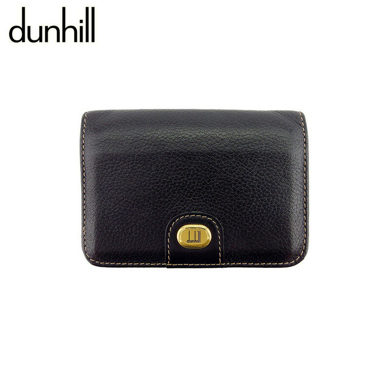 【ブラックフライデー30％OFFクーポン】ダンヒル Dunhill カードケース ロゴプレート ブラック ゴールド メンズ 中古 ブランド ハイブランド ヴィンテージ
