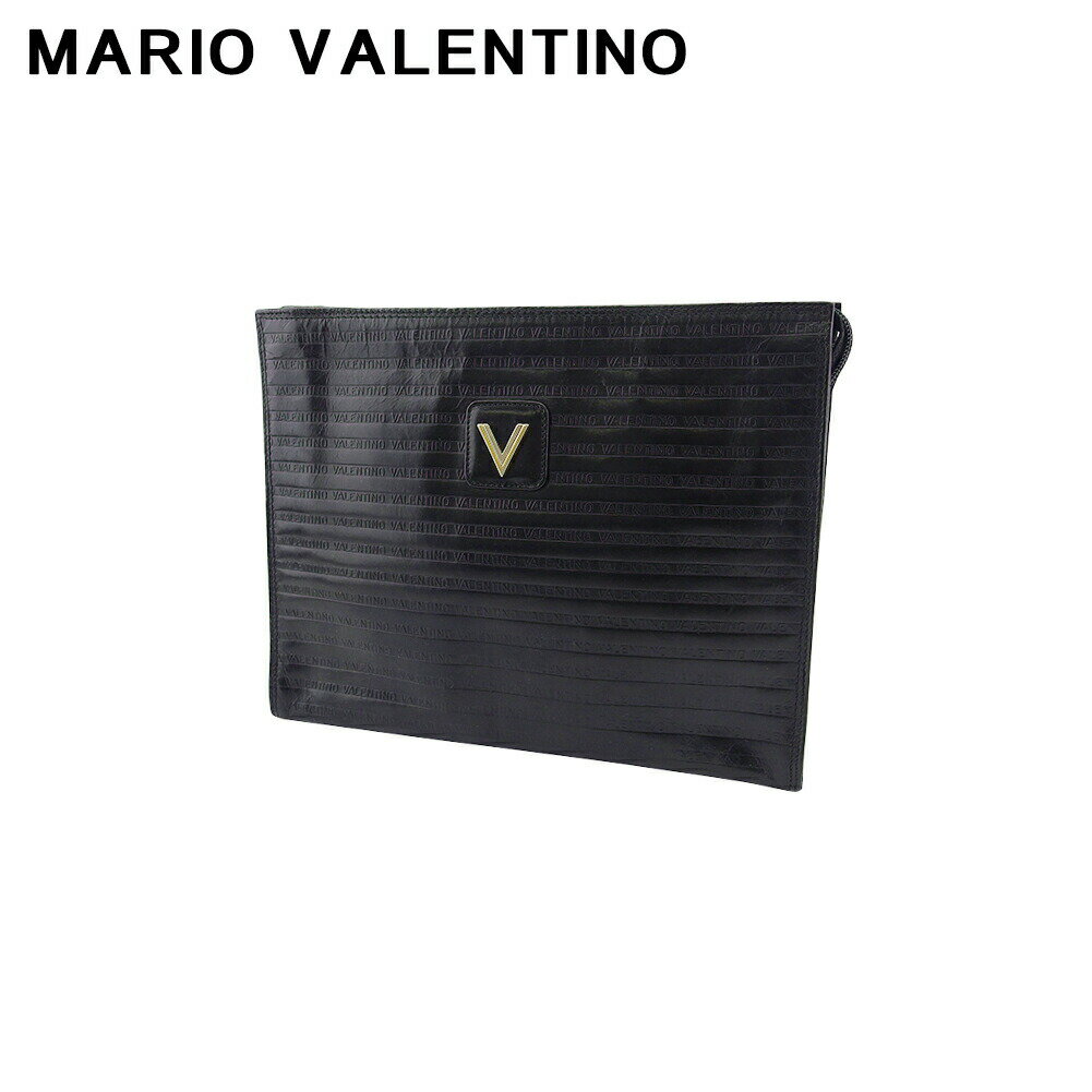 【楽天スーパーSALE★最大50％OFF】マリオ・ヴァレンティノ MARIO VALENTINO クラッチバッグ ブラック　ゴールド メンズ 中古 ブランド ハイブランド ヴィンテージ
