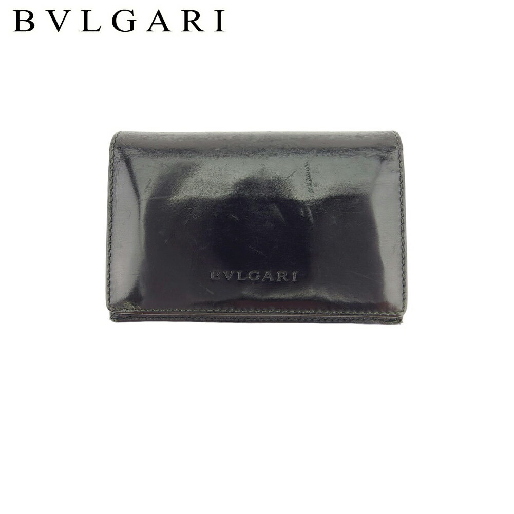 【ブラックフライデー21％OFFクーポン】ブルガリ BVLGARI カードケース ロゴ ブラック レディース 中古 ブランド ハイブランド ヴィンテージ