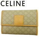 セリーヌ CELINE 二つ折り財布 マカダム ベージュ ブラウン メンズ 中古