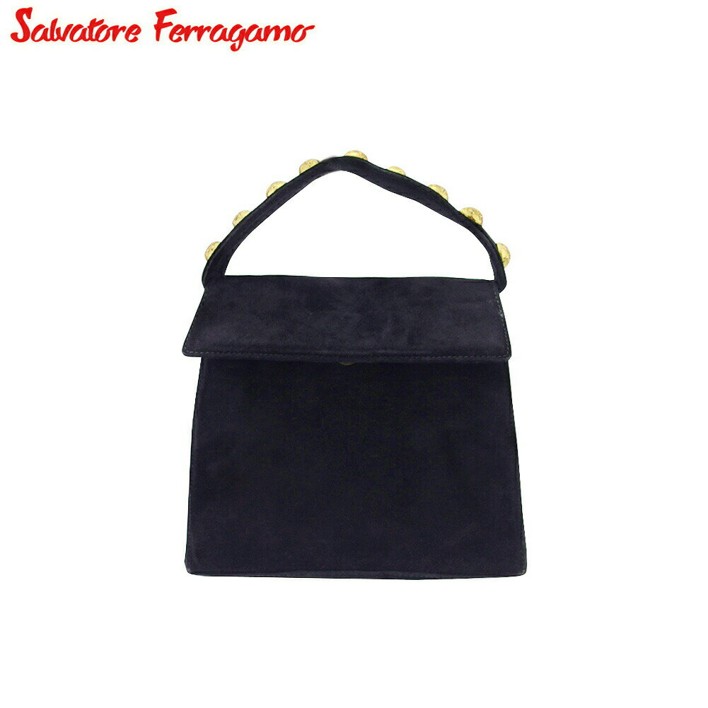 【楽天スーパーSALE★最大50％OFF】サルヴァトーレフェラガモ Salvatore Ferragamo ハンドバッグ ブラック　ゴールド レディース 中古 ブランド ハイブランド ヴィンテージ