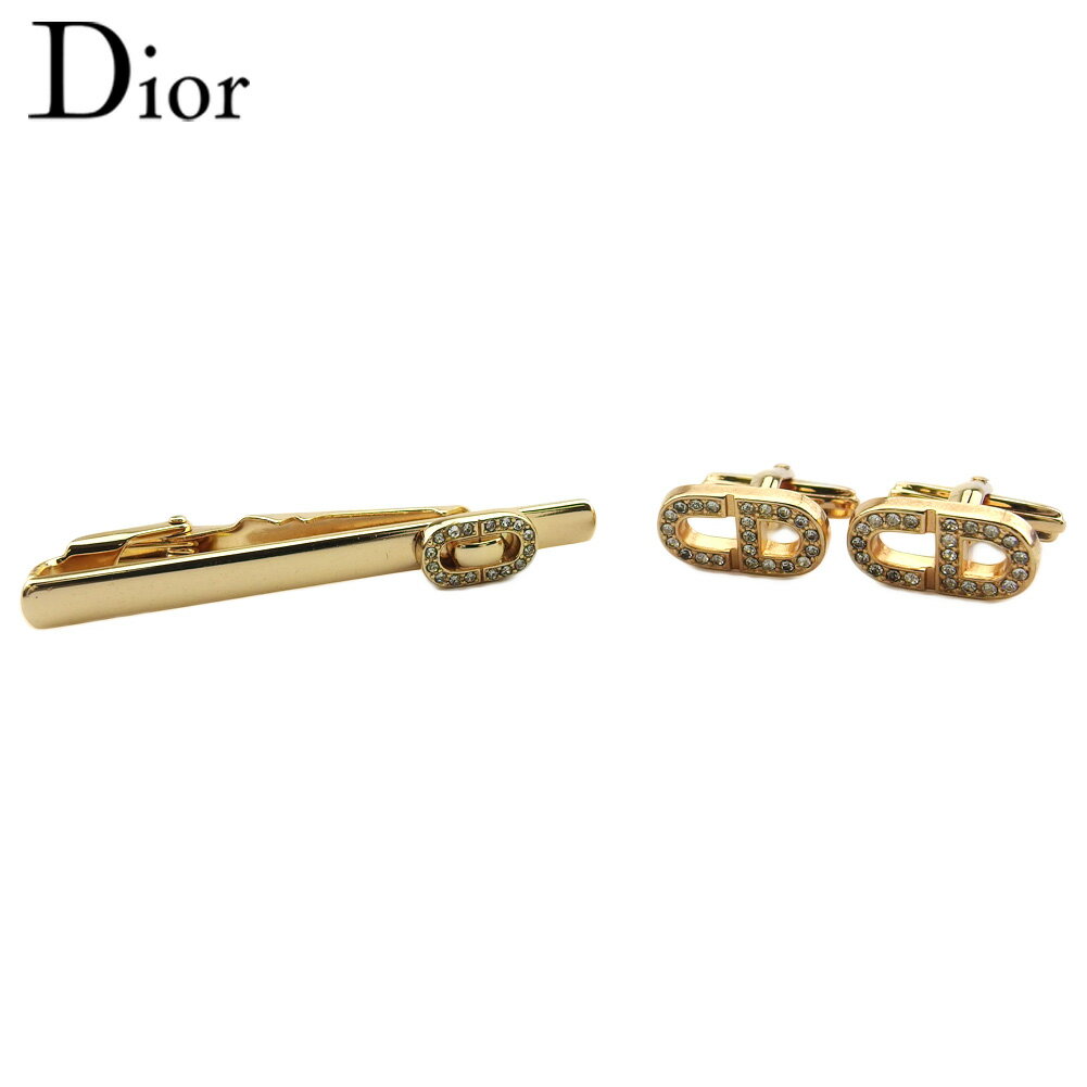 【ブラックフライデー30%OFFクーポン】ディオール Dior カフス 2アイテムセット CDマーク ラインストーン付き ゴールド レディース 中古 ブランド ...