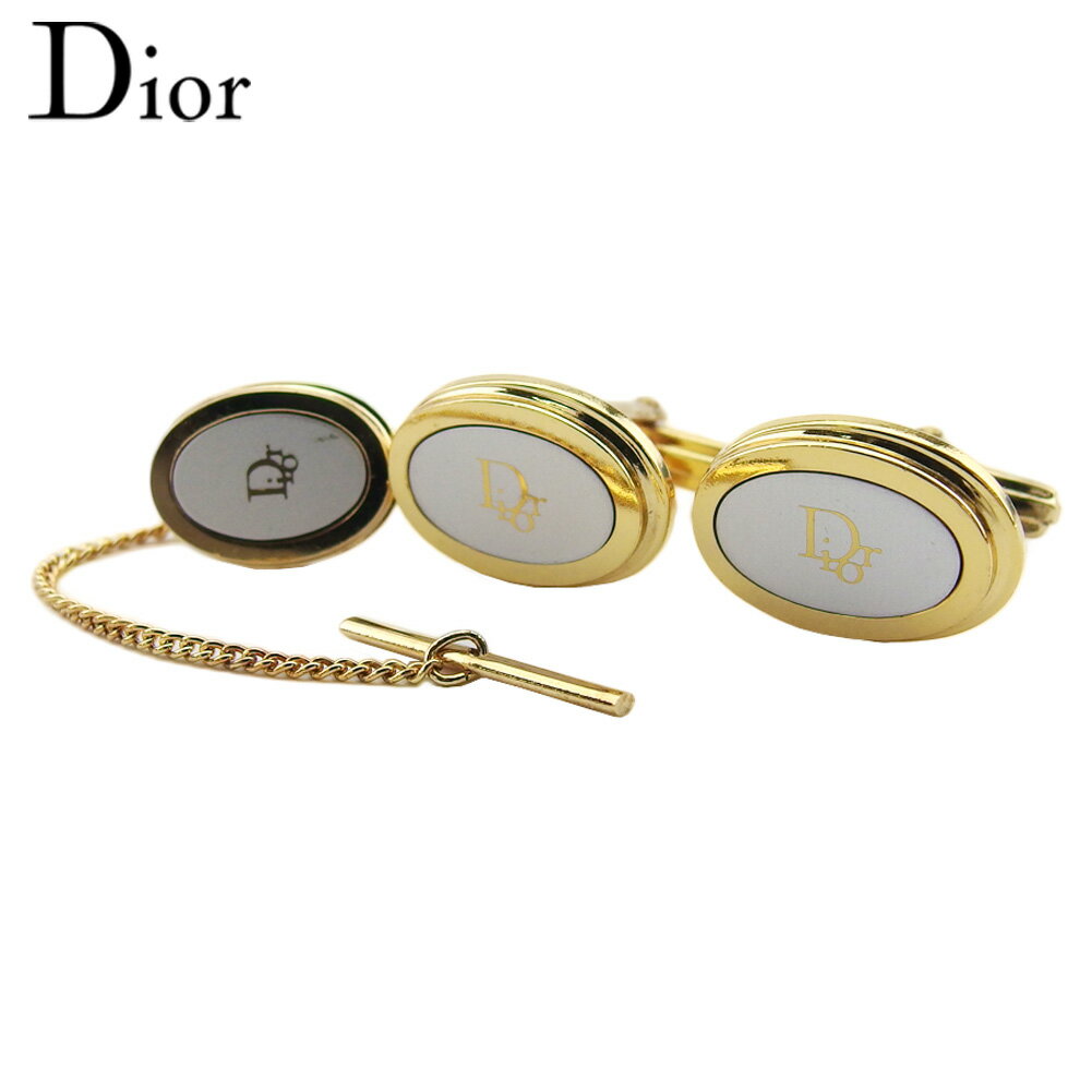 【楽天スーパーSALE★最大50%OFF】ディオール Dior カフス 2アイテムセット ロゴ スウィヴル式 タイタック ゴールド シルバー レディース 中古 ...