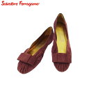 サルヴァトーレフェラガモ Salvatore Ferragamo パンプス リボン ♯6C フラット バレエ パープル メンズ 中古