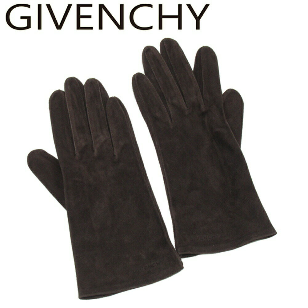 【ブラックフライデー30%OFFクーポン】ジバンシィ GIVENCHY 手袋 ロゴ ブラウン メンズ 中古 ブランド ハイブランド ヴィンテージ