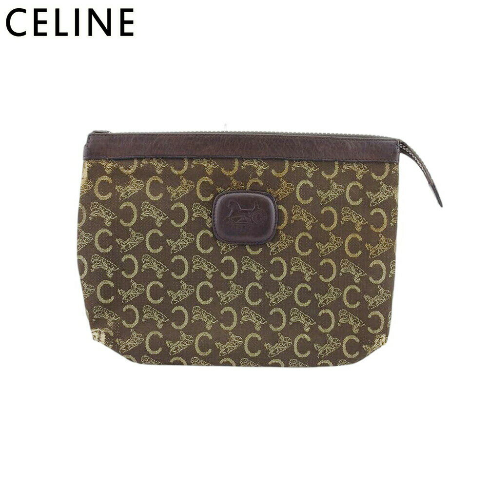 【ブラックフライデー21％OFFクーポン】セリーヌ CELINE クラッチバッグ Cマカダム ブラウン ベージュ メンズ 中古 ブランド ハイブランド ヴィンテージ