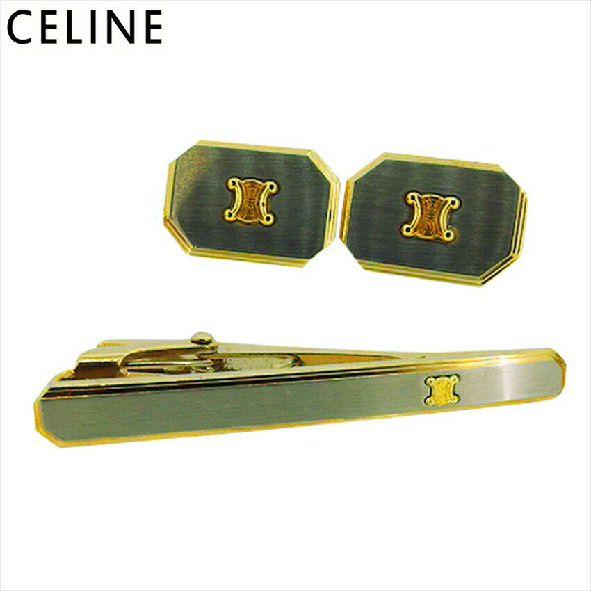 【楽天スーパーSALE★最大50%OFF】セリーヌ CELINE カフス 2アイテムセット トリオンフマーク スウィヴル式 ワニロ式 シルバー ゴールド レディ...