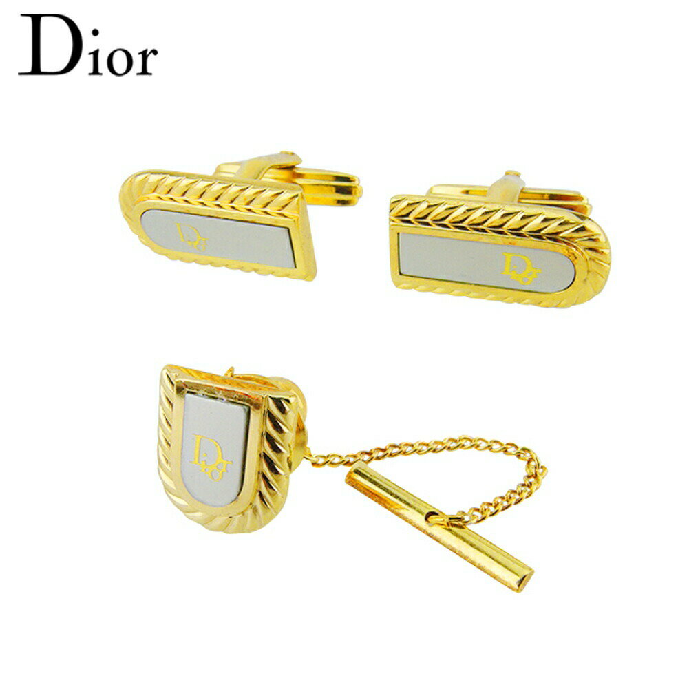 【楽天スーパーSALE★最大50%OFF】ディオール Dior カフス 2アイテムセット タイタック スウィヴル式 ゴールド シルバー レディース 中古 ブラン...