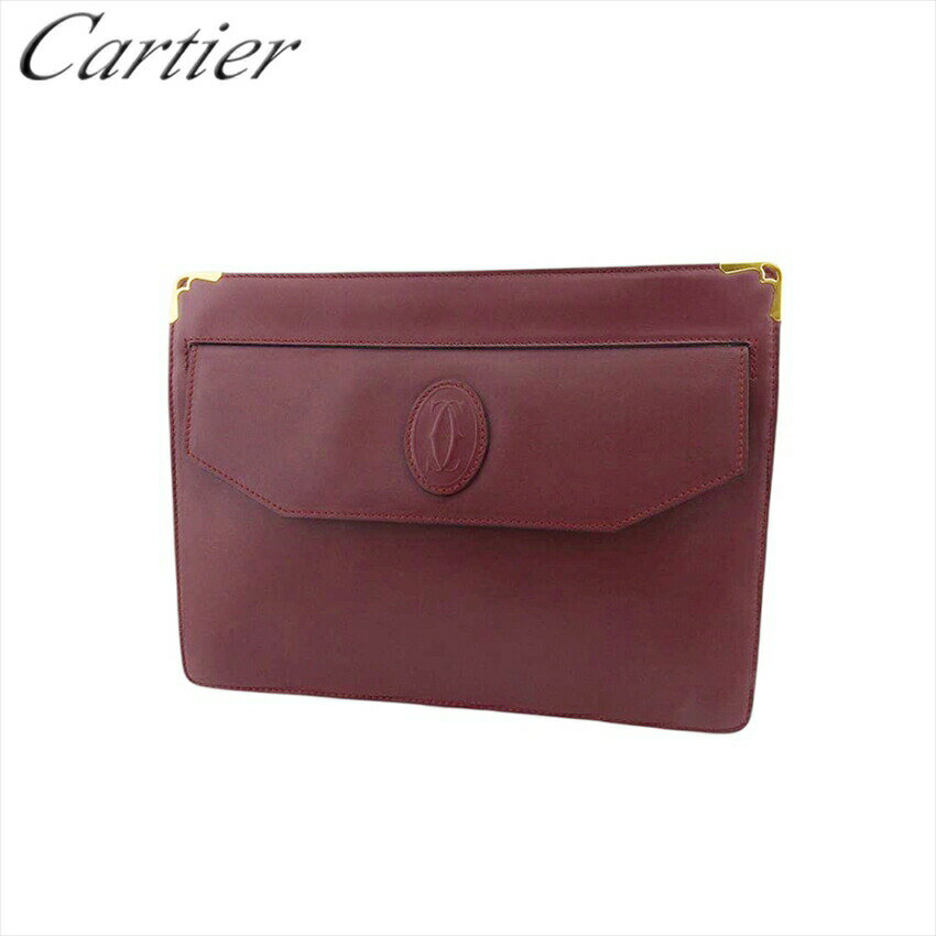 【ブラックフライデー21％OFFクーポン】カルティエ CARTIER クラッチバッグ マストライン マストライン ボルドー×ゴールド メンズ 中古 ブランド ハイブランド ヴィンテージ