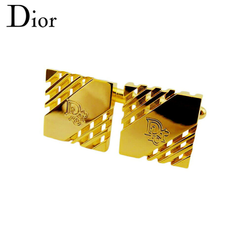 【楽天スーパーSALE★最大50%OFF】ディオール Dior カフス ロゴ スクエア スウィヴル式 ゴールド レディース 中古 ブランド ハイブランド ヴィン...