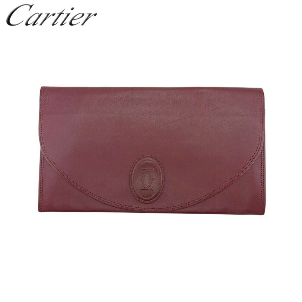 【楽天スーパーSALE★最大50％OFF】カルティエ CARTIER クラッチバッグ マストライン ボルドー レディース 中古 ブランド ハイブランド ヴィンテージ