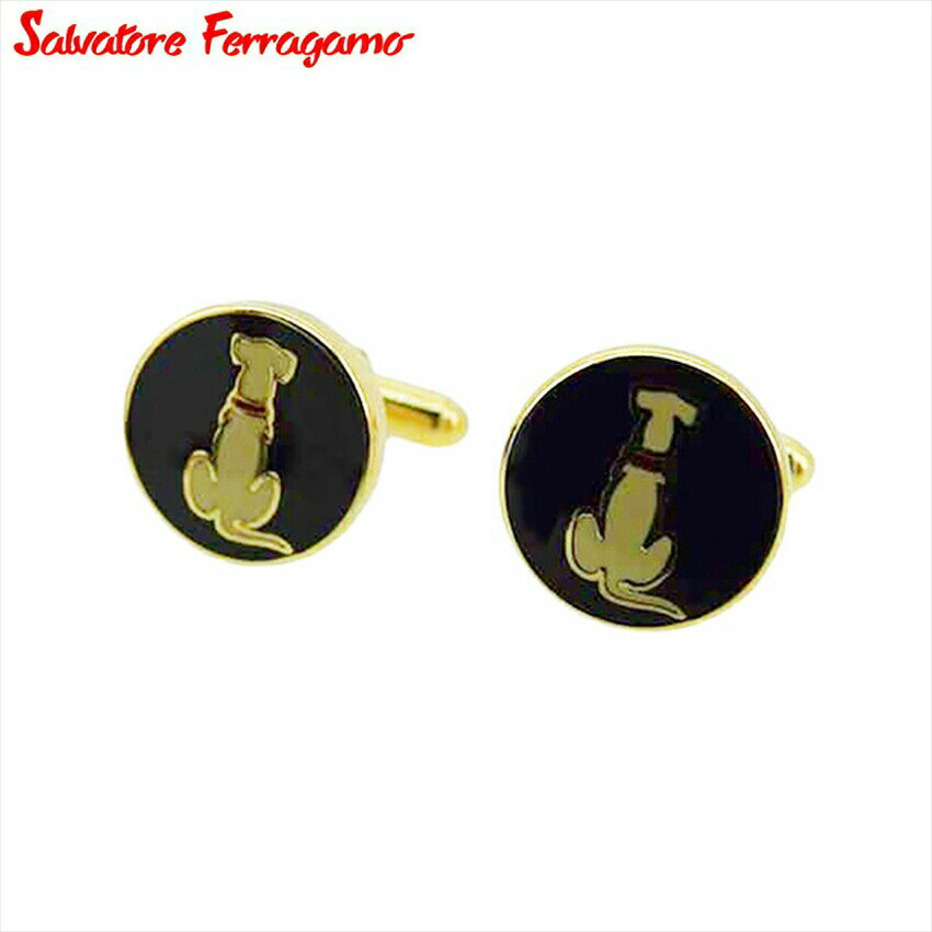 【楽天スーパーSALE★最大50%OFF】サルヴァトーレフェラガモ Salvatore Ferragamo カフス ドッグ 犬 スウィヴル式 ゴールド ブラック...