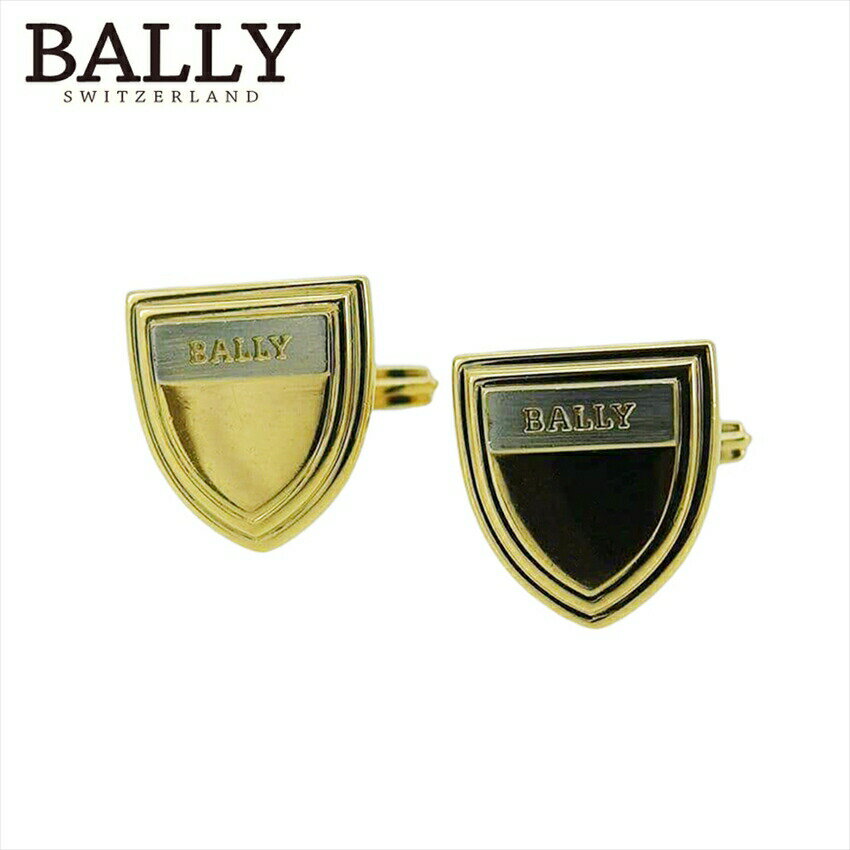 【楽天スーパーSALE★最大50%OFF】バリー BALLY カフス ロゴ スウィヴル式 ゴールド シルバー レディース 中古 ブランド ハイブランド ヴィンテ...