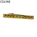 セリーヌ CELINE タイピン ロゴ ワニロ式 ゴールド ブラック メンズ 中古