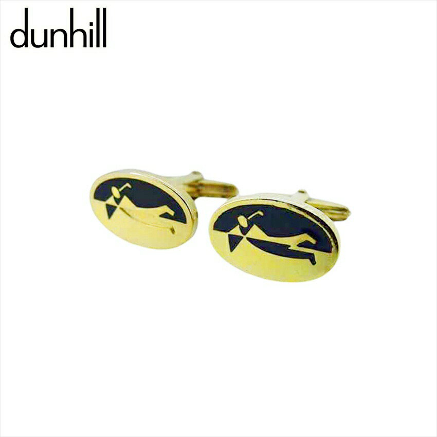 【楽天スーパーSALE★最大50%OFF】ダンヒル Dunhill カフス ゴルフモチーフ スウィヴル式 ゴールド ブラック レディース 中古 ブランド ハイブ...
